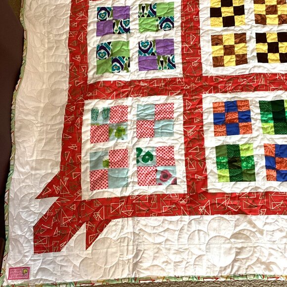 New Handmade Finished Quilted Quilt Throw Blanket Pink Minky Cotton 62"  x 51" - Picture 3 of 8